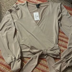 Champagne tie front top